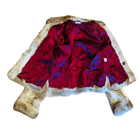 Vintage Fur Leather Jacket Coat 100% Rabbit Fur  Size M Made in Korea Preowned - Picture 4 of 7